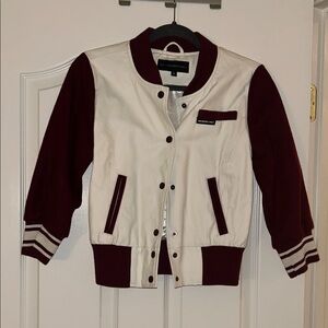 Members Only Varsity Jacket - Cream and Burgundy
